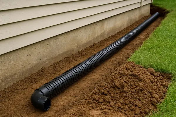 a pipe laid on a ditch from Dallas French Drain Installation in Dallas, TX - french drain in crawl space a pipe laid on a ditch from Dallas French Drain Installation in Dallas, TX - french drain in crawl space