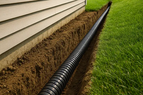 a perforated pipe laid on a ditch from Dallas French Drain Installation in Dallas, TX - french drain in crawl space a perforated pipe laid on a ditch from Dallas French Drain Installation in Dallas, TX - french drain in crawl space