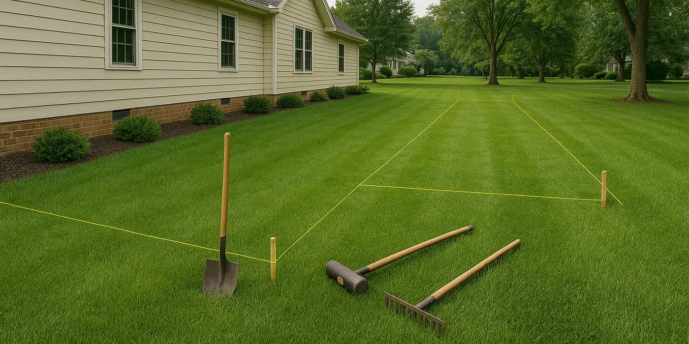 the marks where a french drain will be installed from Dallas French Drain Installation in Dallas, TX - french drain sump pump